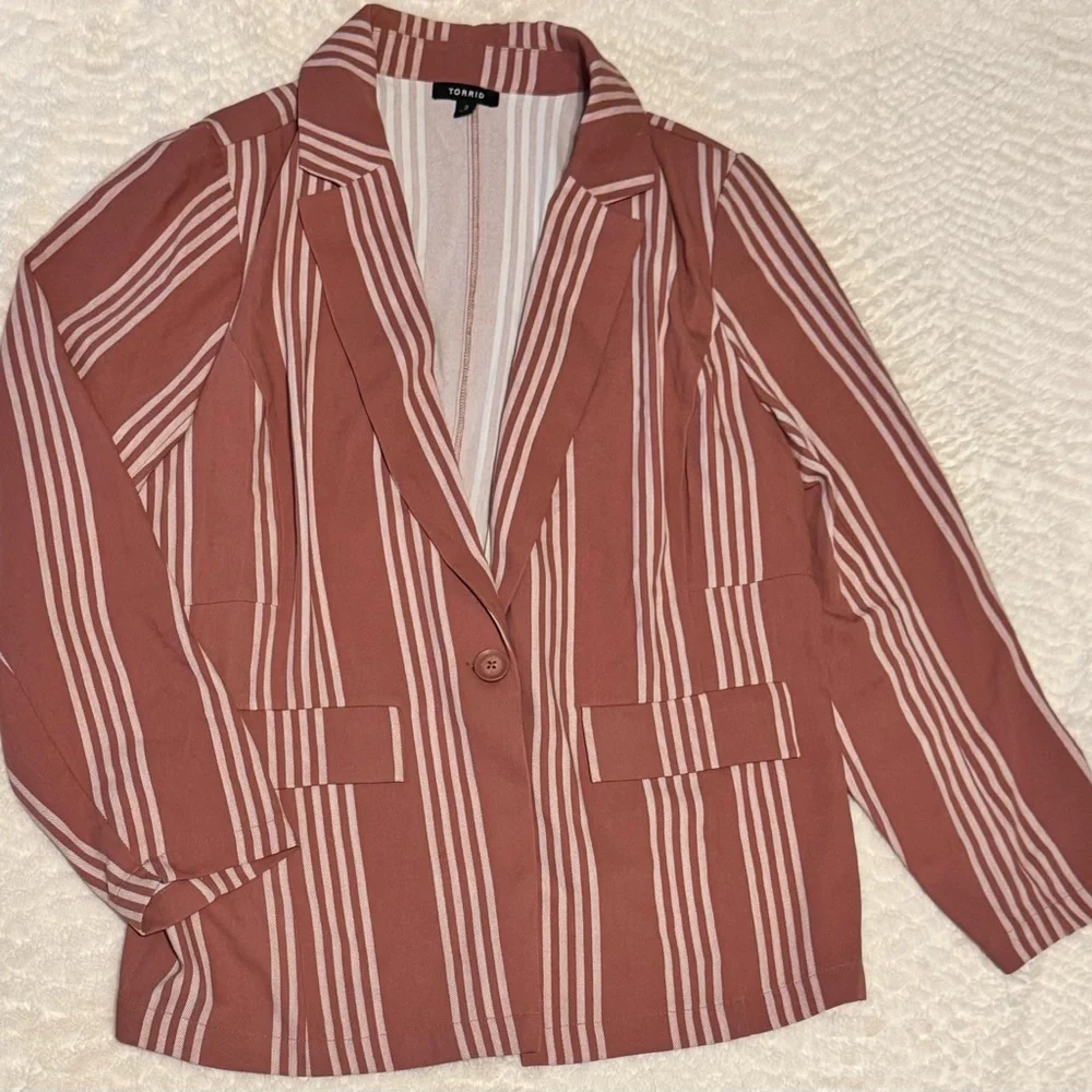 Torrid Pink Striped Blazer - Picture 1 of 4